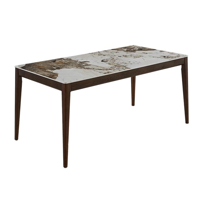 Rectangle Mid-Century Modern Dining Table Brown Tone Fixed Table with Sintered Stone Clearhalo ' dining_table' 'Dining Tables & Seating' 'Dining Tables' 'furn' 'furn_dining_table' 'Furniture' 'furniture_dining_table' 'Kitchen & Dining Furniture' 'kitchen&dining_furn' 'kitchen' 'kitchen_dining_table' 1200x1200_537e4375-9c44-4ae1-a8a9-b60e4c2ee337