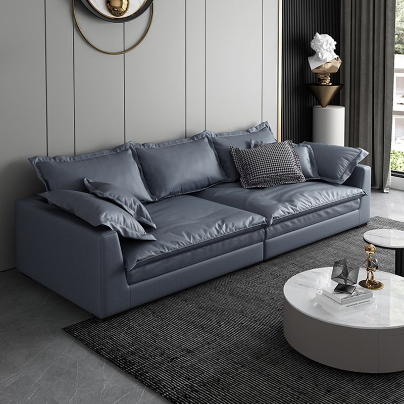 静止リビングルームスクエアアーム標準ブルーグレーモダンソファ
