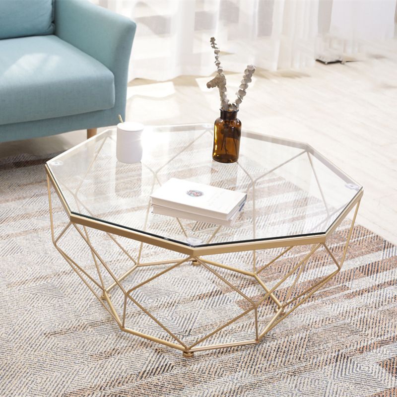 Tavolino moderno con top in vetro e tavolo da cocktail a base di cornice di ferro