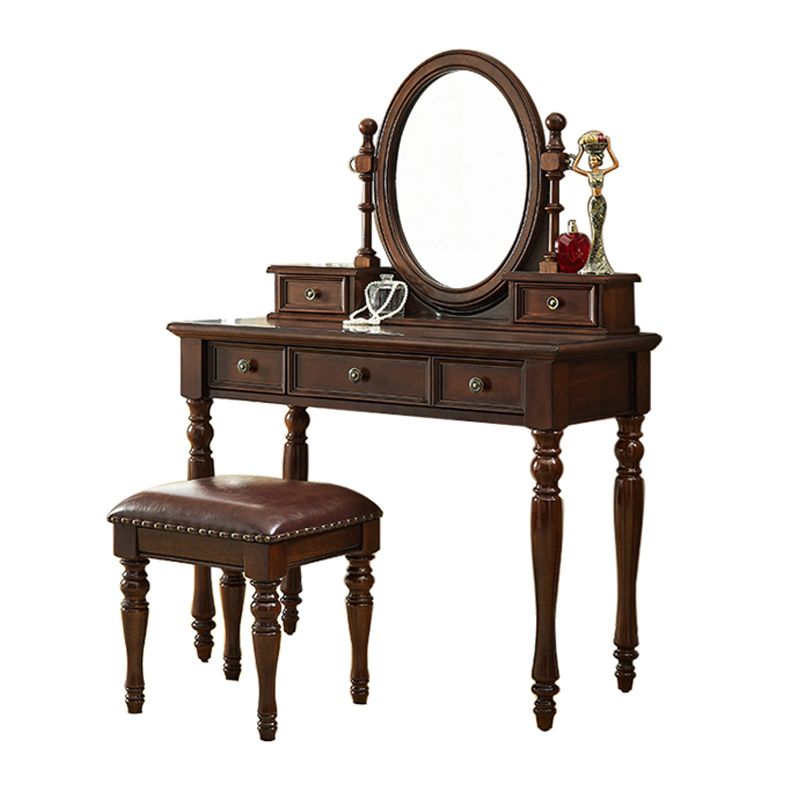 Traditional Makeup Vanity Set Wooden 5 Drawers Vanity Tables Clearhalo 'Bedroom Furniture' 'furn' 'furn_makeup_vanities' 'Furniture' 'Makeup Vanities' 'makeup_vanities' 1200x1200_537ec497-7e86-4edd-8f1a-02188caeba01