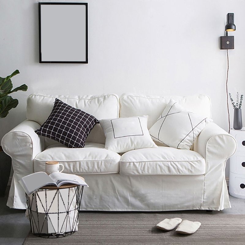 コンテンポラリーホワイトクッション標準ロールアーム2シーターソファ