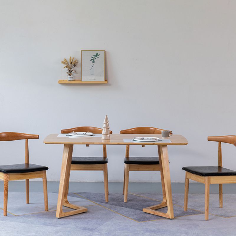 Contemporary Rectangle Dining Table Rubberwood Solid Wood Table with Double Pedestal Clearhalo ' dining_table' 'Dining Tables & Seating' 'Dining Tables' 'furn' 'furn_dining_table' 'Furniture' 'furniture_dining_table' 'Kitchen & Dining Furniture' 'kitchen&dining_furn' 'kitchen' 'kitchen_dining_table' 1200x1200_5381d152-8f63-421c-9d43-c9848adca50b