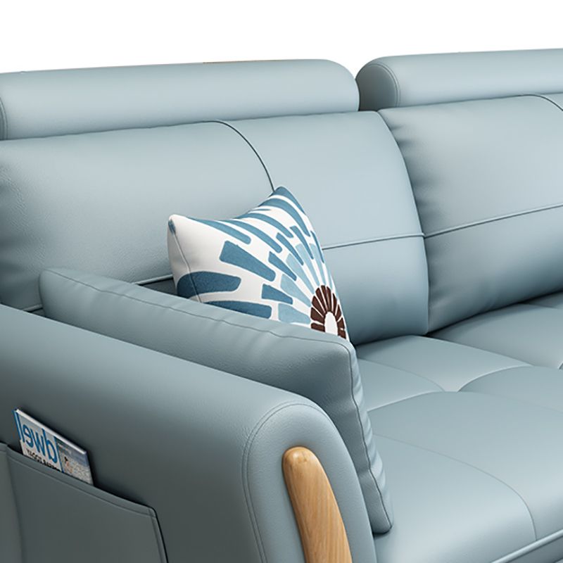 64 "W Scandinavo di divano sezionale in pelle trapuntata sezionale