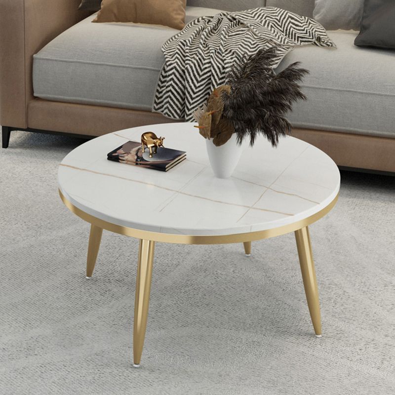 Glam Slate and Metal Coffee Table 4 Legs Round Cocktail Table