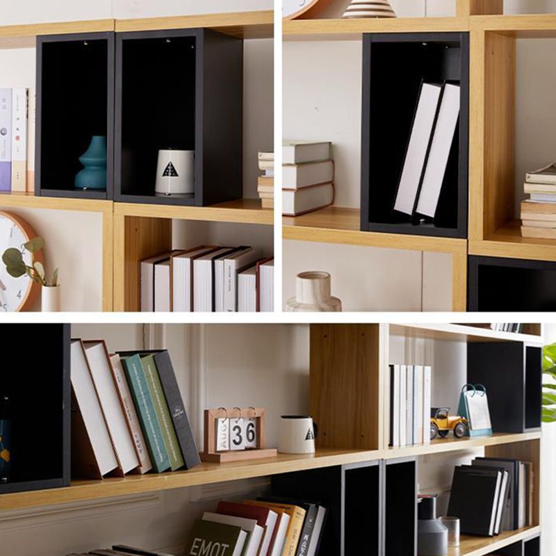 Modern geometry Bookshelf Multi Shelfs Open Back Bookcase in Natural Clearhalo 'Bookcases' 'furn' 'furn_bookcases' 'Furniture' 'Office Furniture' 1200x1200_538525ba-c8a8-4942-b2fa-1fe8675e6229