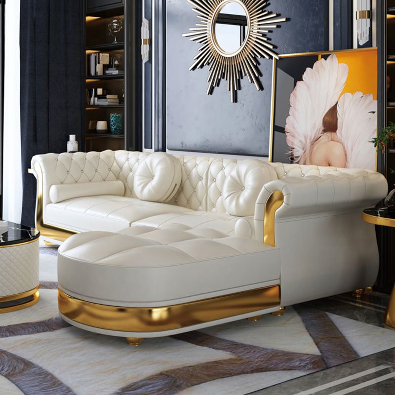 Mid Century Modern White Sofa Echt lederen woonkamer zitplaatsen