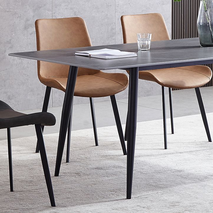 Sintered Stone Grey Tone Table Industrial 4 Legs Table for Dining Room Clearhalo ' dining_table' 'Dining Tables & Seating' 'Dining Tables' 'furn' 'furn_dining_table' 'Furniture' 'furniture_dining_table' 'Kitchen & Dining Furniture' 'kitchen&dining_furn' 'kitchen' 'kitchen_dining_table' 1200x1200_53865f30-513f-4063-94e0-808a6f4df503