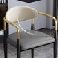 Contemporary Faux Leather Arm Dining Chair for Home in Gold Finish