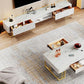 Glam Style Stone TV Stand Open Storage TV Console with 2 Drawers
