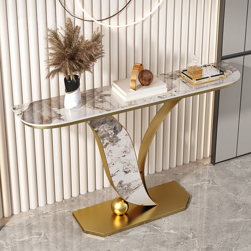 Tavolo da divano graffiati con consolle mezza luna ardesia glam