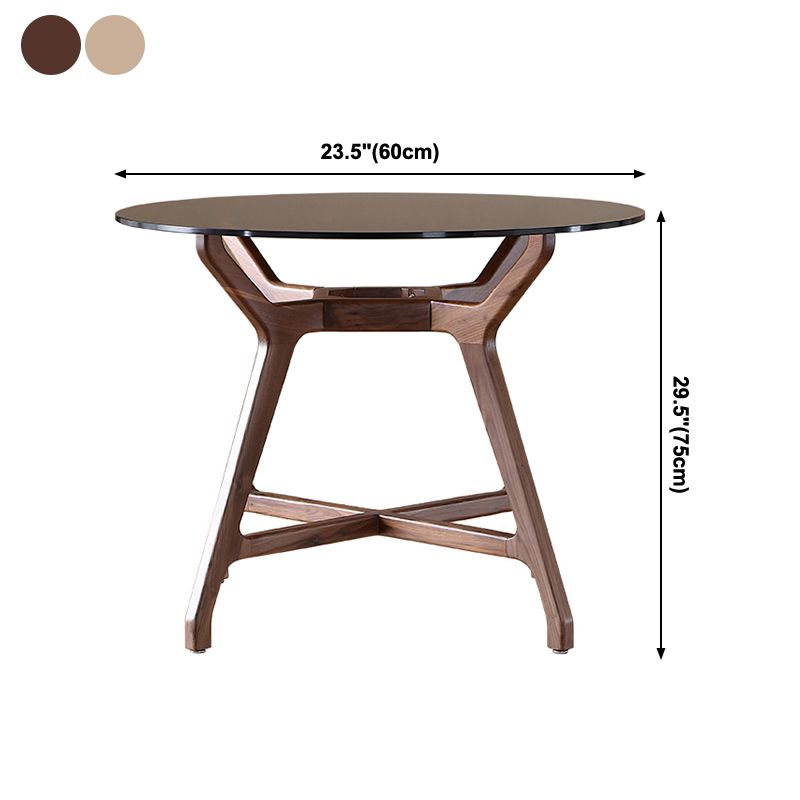 23.6'' Round Shape 4 Legs Table Modern Brown Tone Fixed Table of Glass Clearhalo ' dining_table' 'Dining Tables & Seating' 'Dining Tables' 'furn' 'furn_dining_table' 'Furniture' 'furniture_dining_table' 'Kitchen & Dining Furniture' 'kitchen&dining_furn' 'kitchen' 'kitchen_dining_table' 1200x1200_538b4384-9558-4d1a-91d4-2a218af440ce