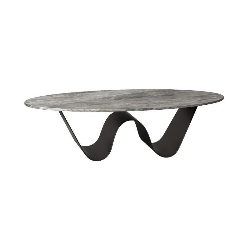 Tavolino top in pietra in stile glam con base in acciaio nel tavolo da cocktail ovale