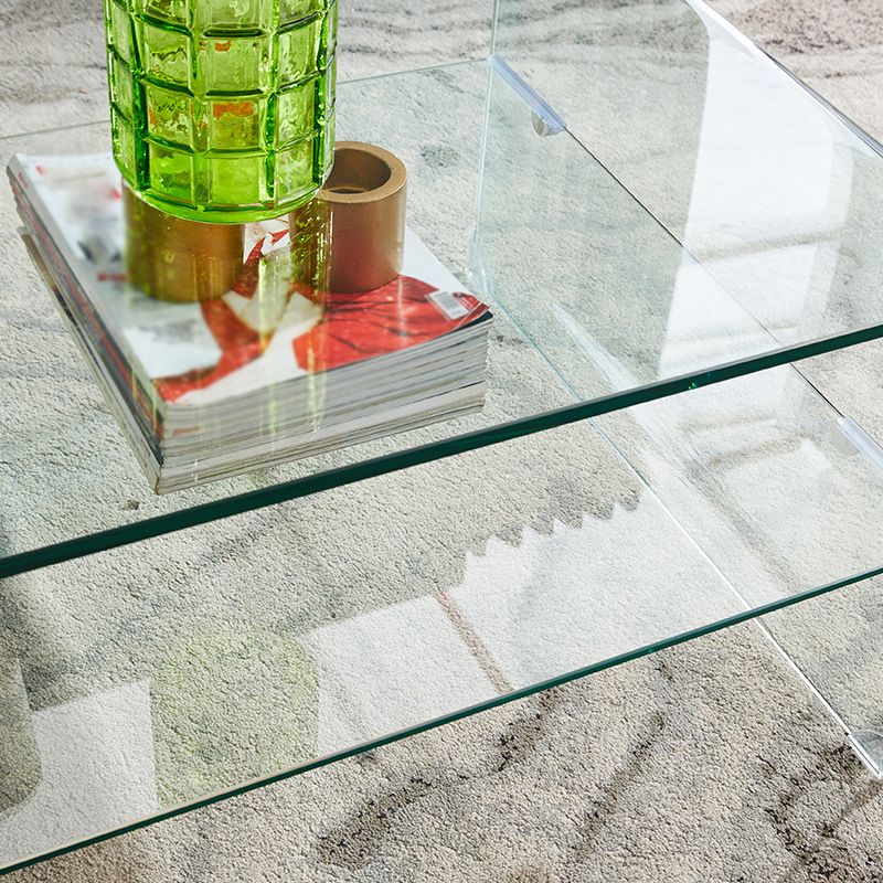 Modern Style Black/transparent Rectangular Coffee Table with Tempered Glass Top Clearhalo 'Coffee & Accent Tables' 'Coffee Tables' 'coffee_tables' 'furn' 'furn_coffee_tables' 'Furniture' 'Living Room Furniture' 1200x1200_538c56a1-242a-4445-bc81-2c2fc34356e7