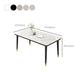 Rectangle Stone Top Dining Table Glam Style Kitchen Dining Table with Metal Legs