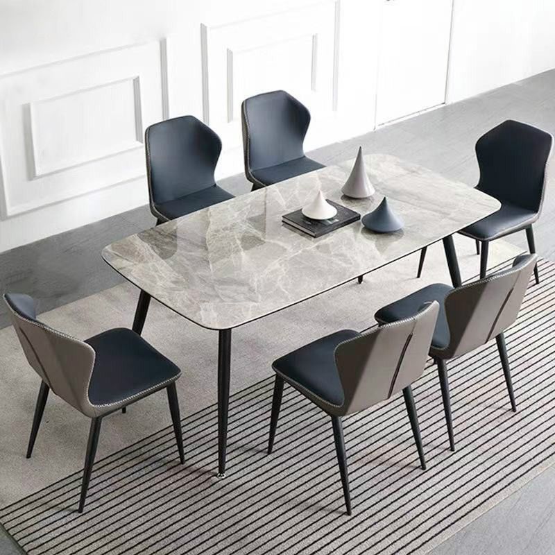 Metal Contemporary Rectangular Table Sintered Stone Top Dining Table with 4 Legs Clearhalo ' dining_table' 'Dining Tables & Seating' 'Dining Tables' 'furn' 'furn_dining_table' 'Furniture' 'furniture_dining_table' 'Kitchen & Dining Furniture' 'kitchen&dining_furn' 'kitchen' 'kitchen_dining_table' 1200x1200_538ec1d8-7834-4b9d-9af8-624f27c98089