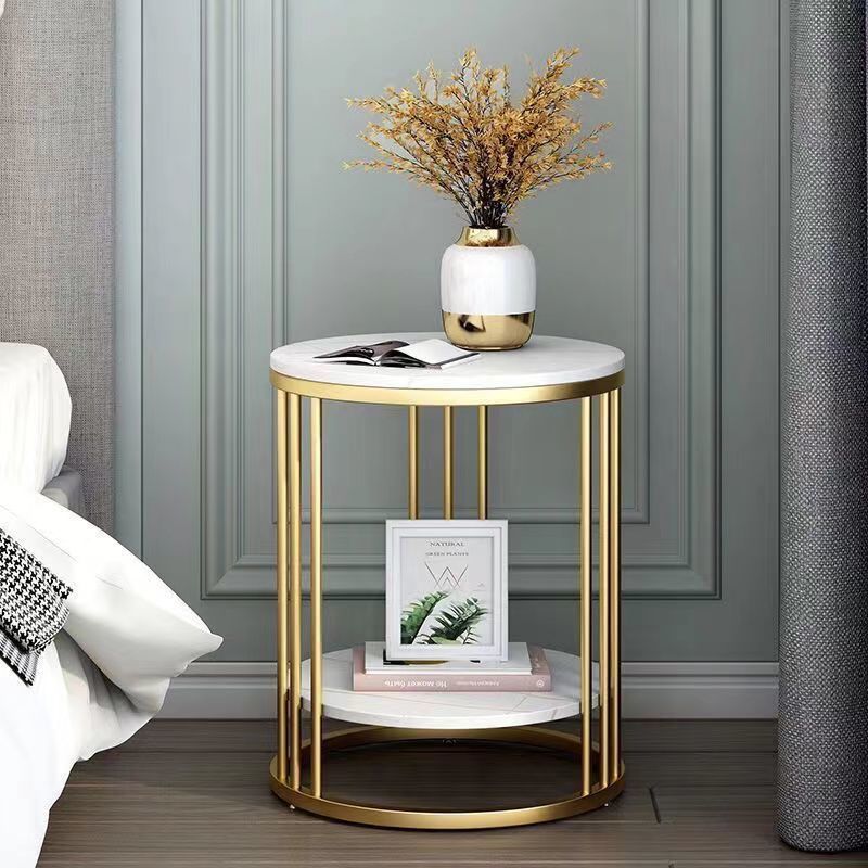 Contemporary Faux Marble Accent Table Nightstand 21.65" Tall Bed Nightstand Clearhalo 'Bedroom Furniture' 'furn' 'furn_night_stand' 'Furniture' 'night_stand' 'Nightstands' 1200x1200_5390d034-63ff-4160-b135-6aca48a85cfa