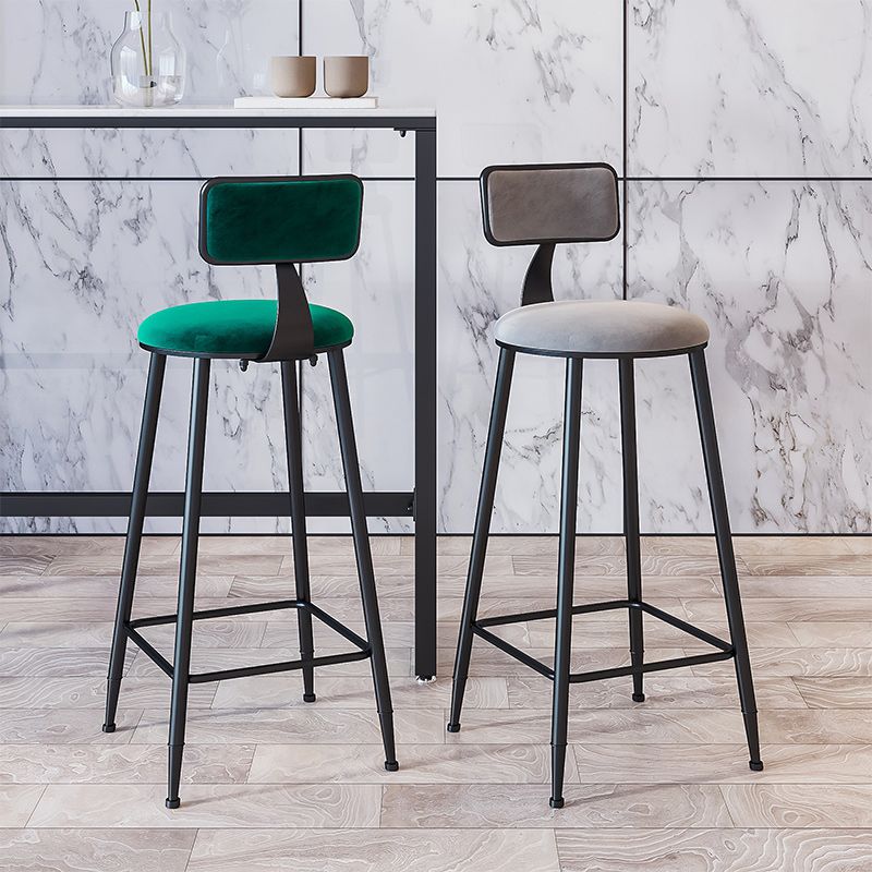 Modern Armless Backrest Counter Stool Iron Dining Room Bar Stool with Cushion Clearhalo 'Bar Furniture' 'Bar Stools' 'bar_stools' 'furn' 'furn_bar_stools' 'Furniture' 'Kitchen & Dining Furniture' 1200x1200_53914b52-d5c5-4714-ab01-510af5594bdb