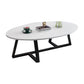 Modern Oval Coffee Table Wood and Steel Coffee Table Cross Legs
