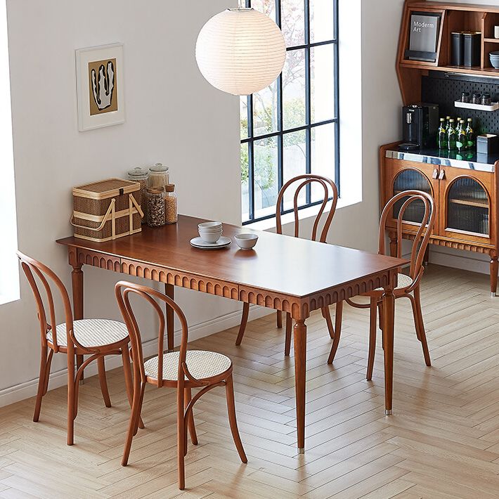 Mid-Century Brown Solid Wood Dining Table Rectangle Standard Dining Table for Kitchen Clearhalo ' dining_table' 'Dining Tables & Seating' 'Dining Tables' 'furn' 'furn_dining_table' 'Furniture' 'furniture_dining_table' 'Kitchen & Dining Furniture' 'kitchen&dining_furn' 'kitchen' 'kitchen_dining_table' 1200x1200_53929646-584b-486b-9736-ccfd29e14819
