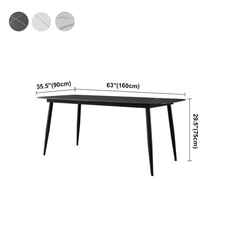 Modern Style Dining Table Rectangle Sintered Stone 4 Legs Table with Black Frame Clearhalo ' dining_table' 'Dining Tables & Seating' 'Dining Tables' 'furn' 'furn_dining_table' 'Furniture' 'furniture_dining_table' 'Kitchen & Dining Furniture' 'kitchen&dining_furn' 'kitchen' 'kitchen_dining_table' 1200x1200_53937307-dea3-47f6-8d2b-6c38244d068a