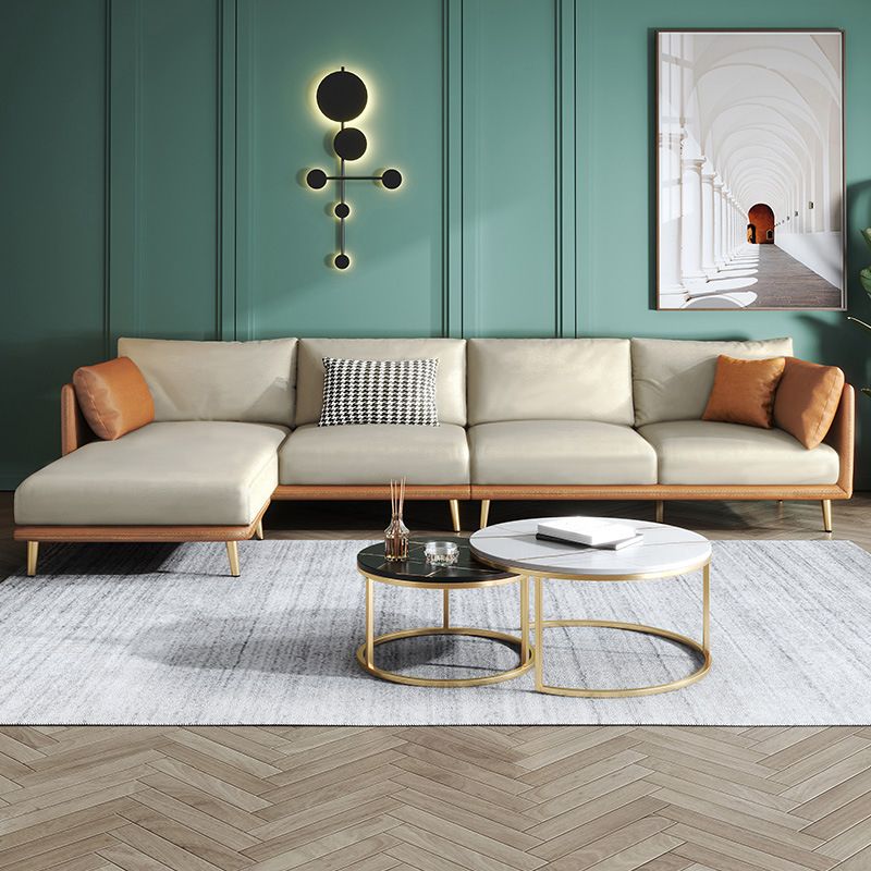 34.25 " H Faux Leather Square Arm Sofa & Chaise for Living Room Clearhalo 'furn' 'furn_sectionals' 'Furniture' 'Living Room Furniture' 'Sectionals' 1200x1200_5393e3bf-1d53-4123-96f3-2425aebd13e4