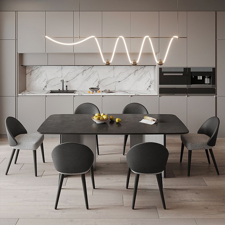 Mesa de comedor rectangular mesa de comedor de piedra con pedestal doble