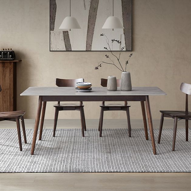 Solid Wood Mid-Century Modern Table Rectangle Sintered Stone Table for Dining Room Clearhalo ' dining_table' 'Dining Tables & Seating' 'Dining Tables' 'furn' 'furn_dining_table' 'Furniture' 'furniture_dining_table' 'Kitchen & Dining Furniture' 'kitchen&dining_furn' 'kitchen' 'kitchen_dining_table' 1200x1200_5395e118-e368-4c25-b990-b94bb8082247