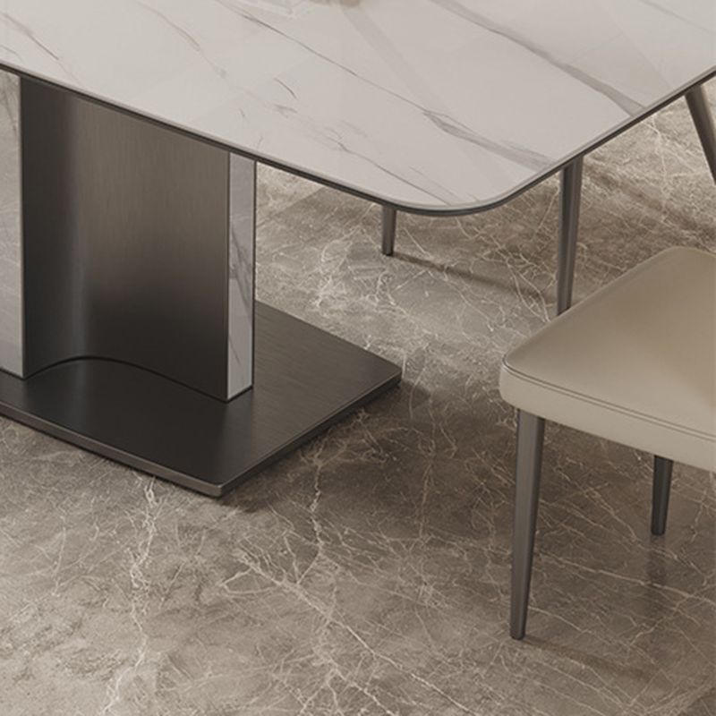 Modern Rectangle Dining Table Sintered Stone Table with Metal Legs for Home Clearhalo 'Dining Tables & Seating' 'Dining Tables' 'dining_table' 'furn' 'furn_dining_table' 'Furniture' 'Kitchen & Dining Furniture' 1200x1200_53968111-d7ad-42c5-ae48-3af364752187