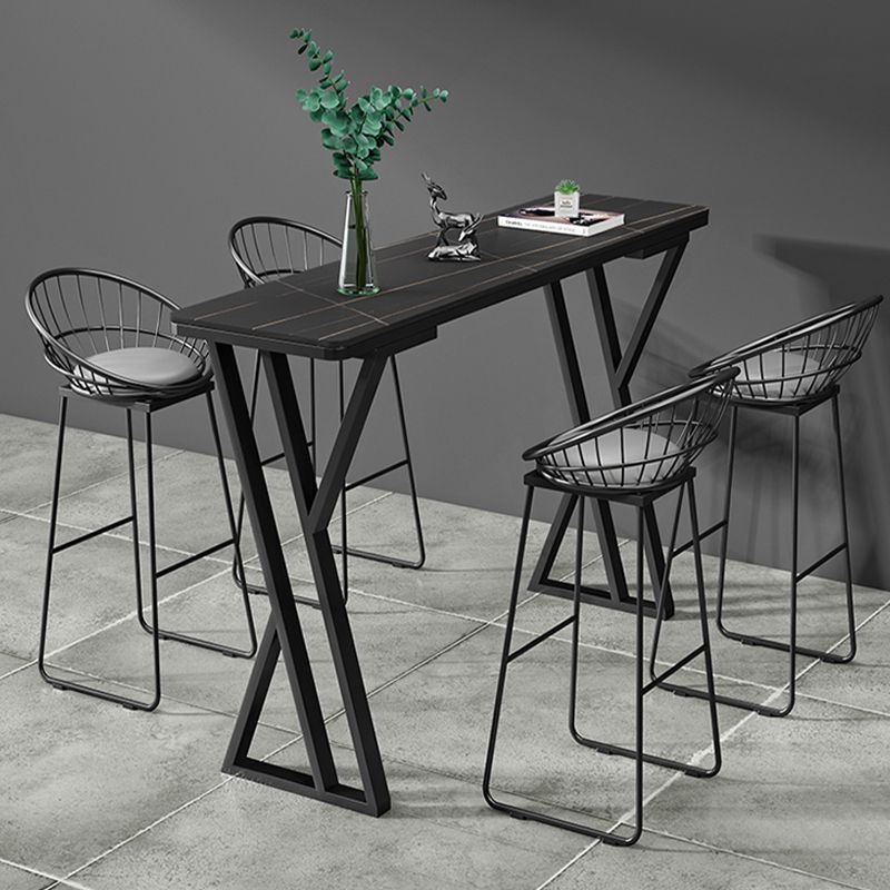 Bartisch-Set aus Stein im modernen Stil, 1/2/5-teilig, rechteckiges Pub-Set für den Innenbereich