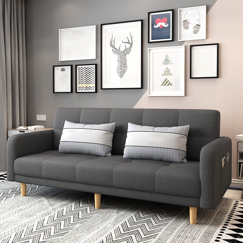 Modern Square Arm Sofa Convertible Wood Legs Biscuit Back Sofa Clearhalo 'Furniture' 'furniture_sofas' 'kitchen' 'kitchen_sofas' 'Living Room Furniture' 'Sofa' 'sofas' 1200x1200_5396d76d-8006-4cb3-9cd8-cda5f60736f3