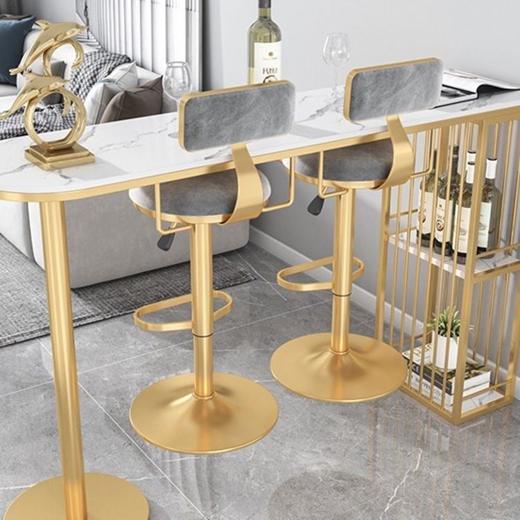 Glam Liftable Backrest Counter Stool Iron Cafe Bar Stool with Velvet Cushion and Pedal Clearhalo 'Bar Furniture' 'Bar Stools' 'bar_stools' 'furn' 'furn_bar_stools' 'Furniture' 'furniture_bar_stools' 'Kitchen & Dining Furniture' 1200x1200_5397bf54-d337-460b-ac62-c454fad9515b