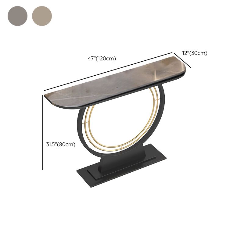 Moderna Med Half Moon Console Table Sofá Mesa de consola de piedra en gris