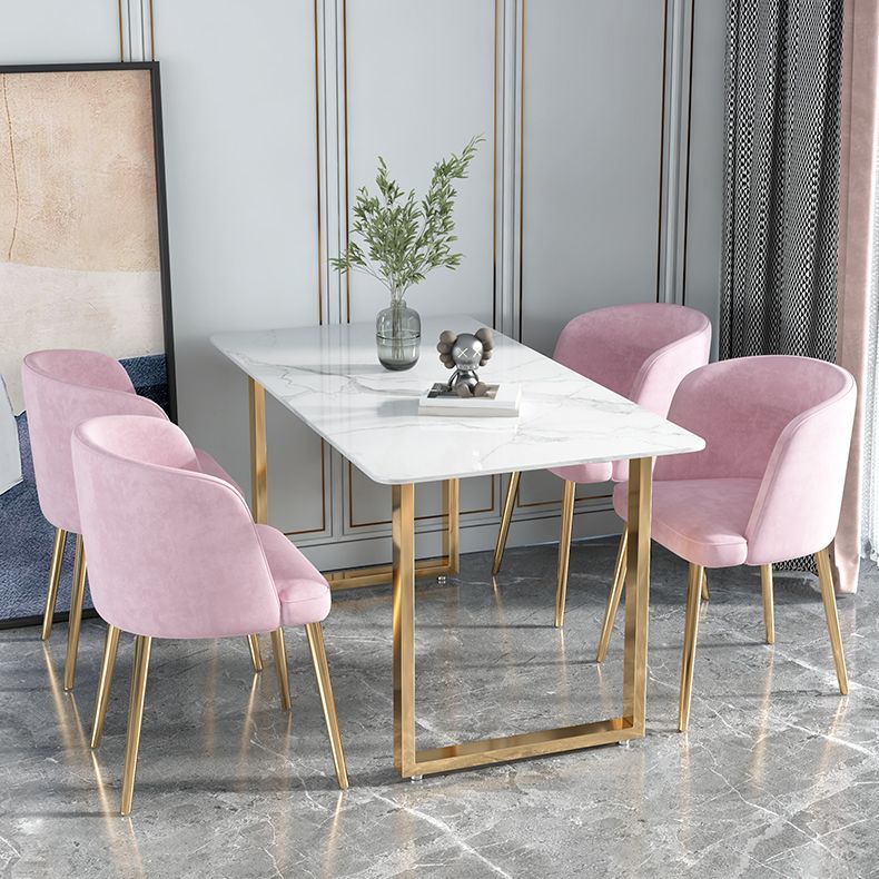Glam 1/2/5 Pieces Dining Set Rectangle Stone Dining Table for Dining Room Clearhalo 'Dining Room Sets' 'Dining Tables & Seating' 'dining_room_set' 'furn' 'furn_dining_room_set' 'Furniture' 'furniture_dining_room_set' 'Kitchen & Dining Furniture' 1200x1200_539a1059-afe1-4d3c-92ce-01aa7ca751f0