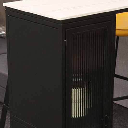 モダンなビストロバーテーブルストレージ付きの焼結ストーンバーテーブル