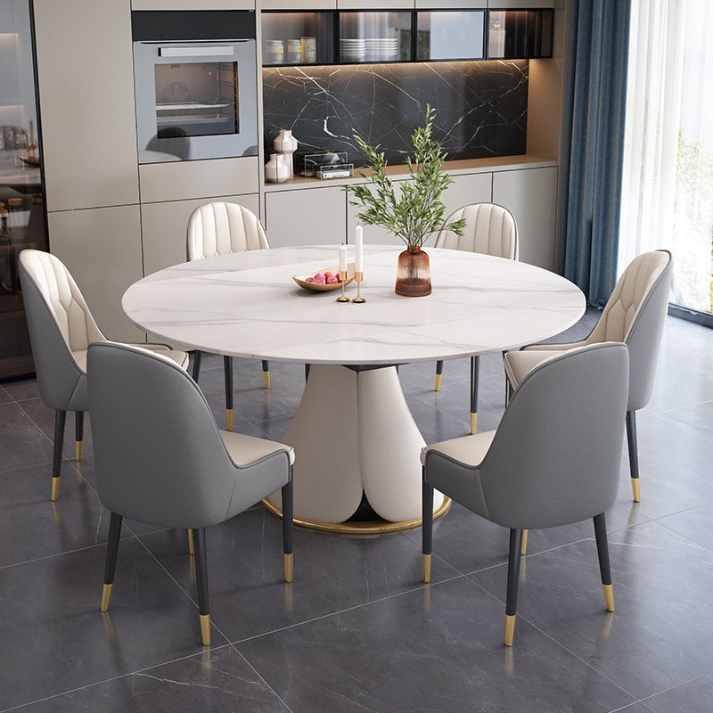 Contemporary Dining Room Dinner Table Pedestal Extendable Dining Table