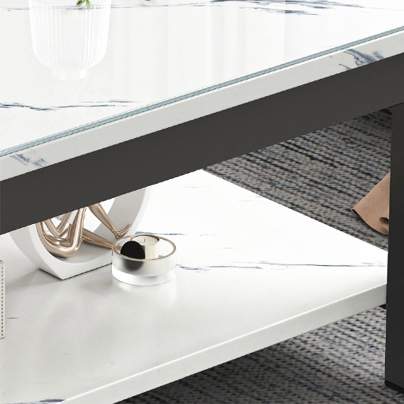 Modern Rectangular Coffee Table 4 Legs Cocktail Table with Shelf Clearhalo 'Coffee & Accent Tables' 'Coffee Tables' 'coffee_tables' 'furn' 'furn_coffee_tables' 'Furniture' 'Living Room Furniture' 1200x1200_539af976-977e-4111-814a-1bed6e1a408d