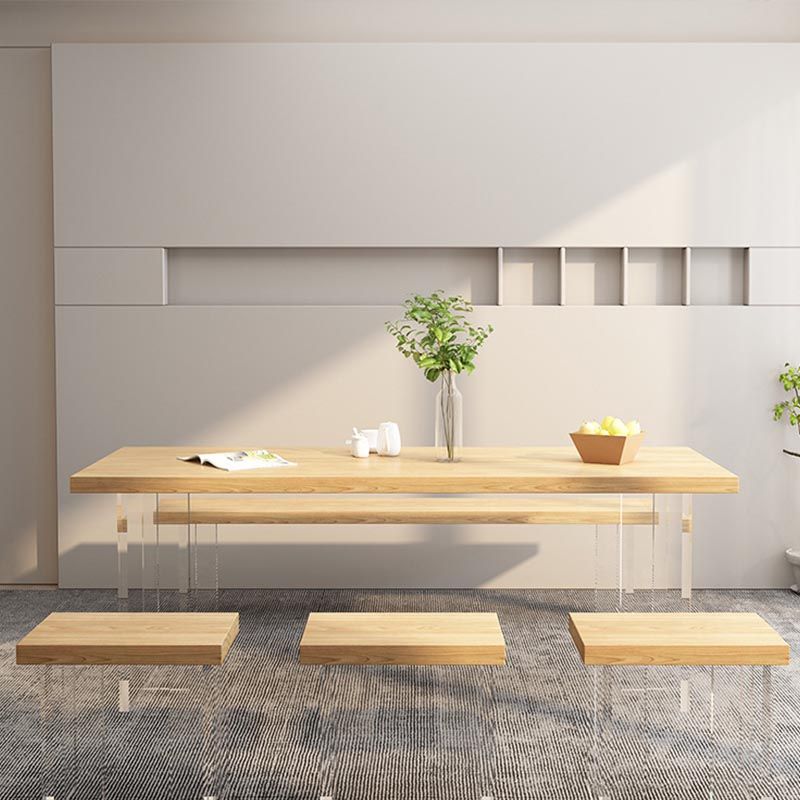 Minimalismo Mesa de madera maciza para mesa rectángica de restaurantes con base acrílica