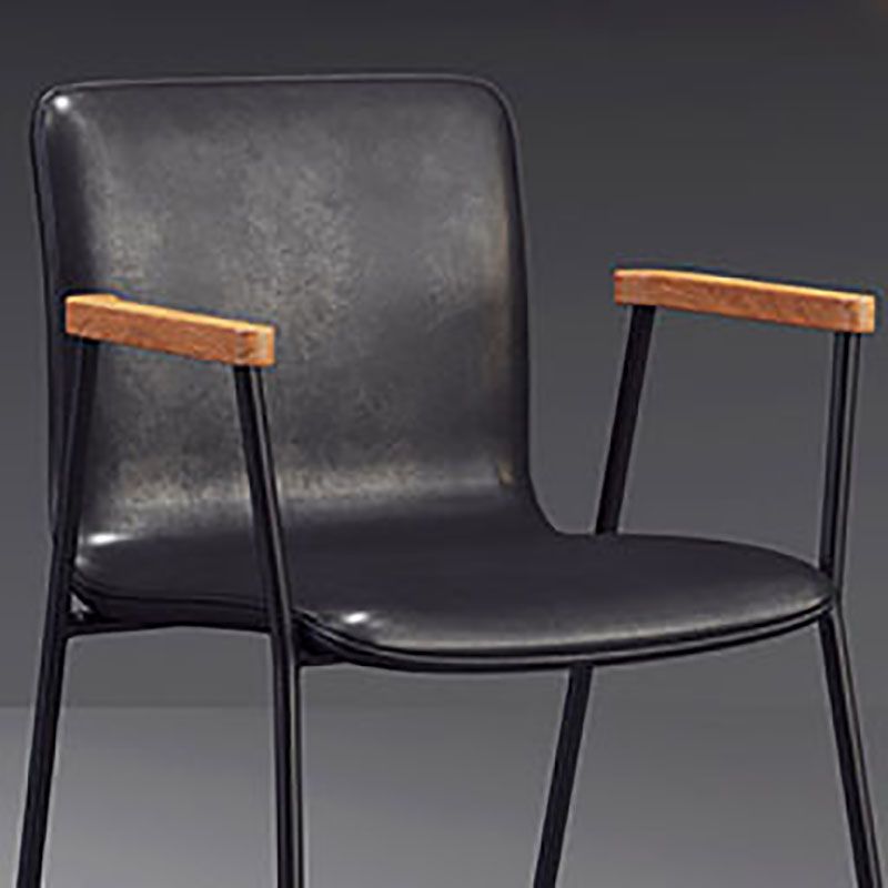 Industrial Leather Dining Arm Chair Matte Finish Solid Back Dining Chair Clearhalo ' kitchen&dining_furn' 'Dining Chairs' 'Dining Tables & Seating' 'dining_chair' 'furn' 'furn_dining_chair' 'Furniture' 'furniture_dining_chair' 'Kitchen & Dining Furniture' 'kitchen' 1200x1200_539e7c5a-0bd6-413b-8dc4-701c71411fdb