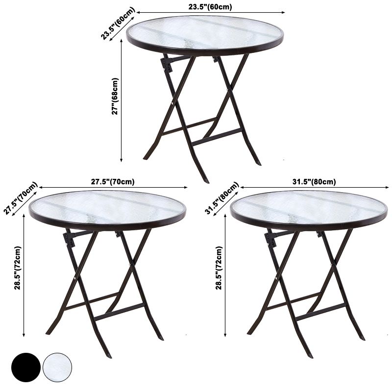 Modern Style Glass Dining Room Dinner Kitchen Table Round Table with Black Frame Clearhalo ' dining_table' 'Dining Tables & Seating' 'Dining Tables' 'furn' 'furn_dining_table' 'Furniture' 'furniture_dining_table' 'Kitchen & Dining Furniture' 'kitchen&dining_furn' 'kitchen' 'kitchen_dining_table' 1200x1200_539f9b03-1079-49b4-aa95-543e532bb87e