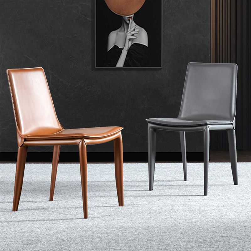 Modern Leather Armless Dining Chair Metal Dining Chairs for Restaurant Use Clearhalo ' kitchen&dining_furn' 'Dining Chairs' 'Dining Tables & Seating' 'dining_chair' 'furn' 'furn_dining_chair' 'Furniture' 'furniture_dining_chair' 'Kitchen & Dining Furniture' 'kitchen' 1200x1200_539ff172-fefa-4fca-91e9-08a0c340dda1