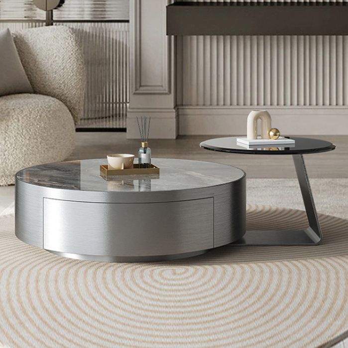 Tavolino moderno di tavolino in ardesia e vetro