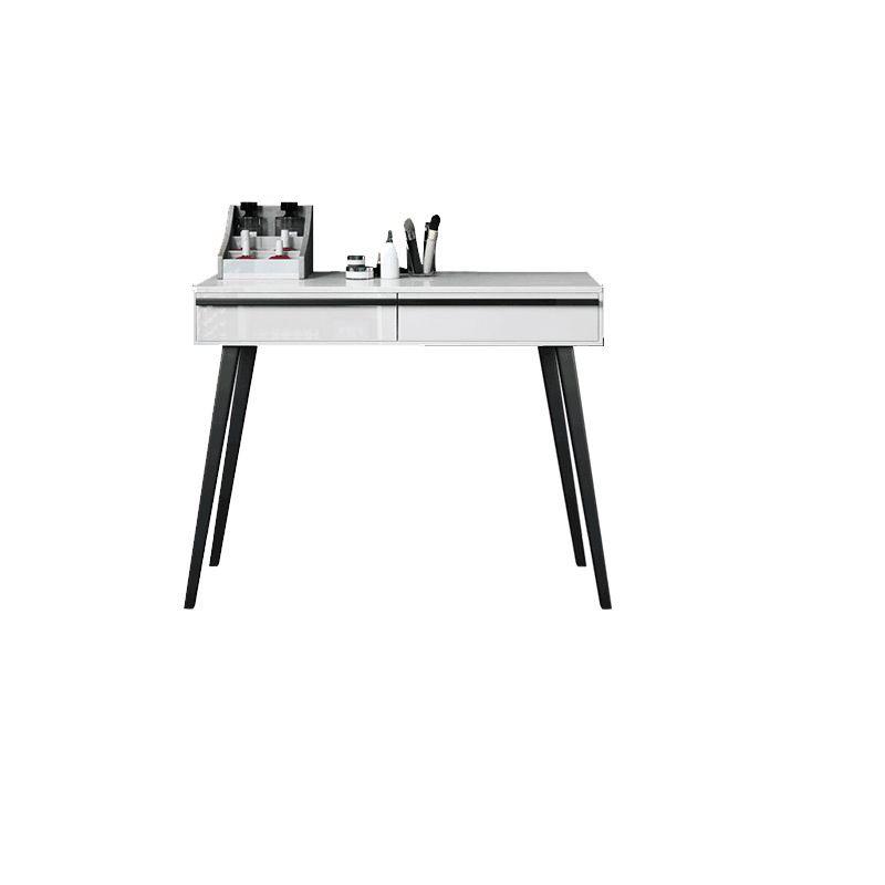 Contemporary Vanity with Padded Stool Engineered Wood Dresser in Glossy Finish