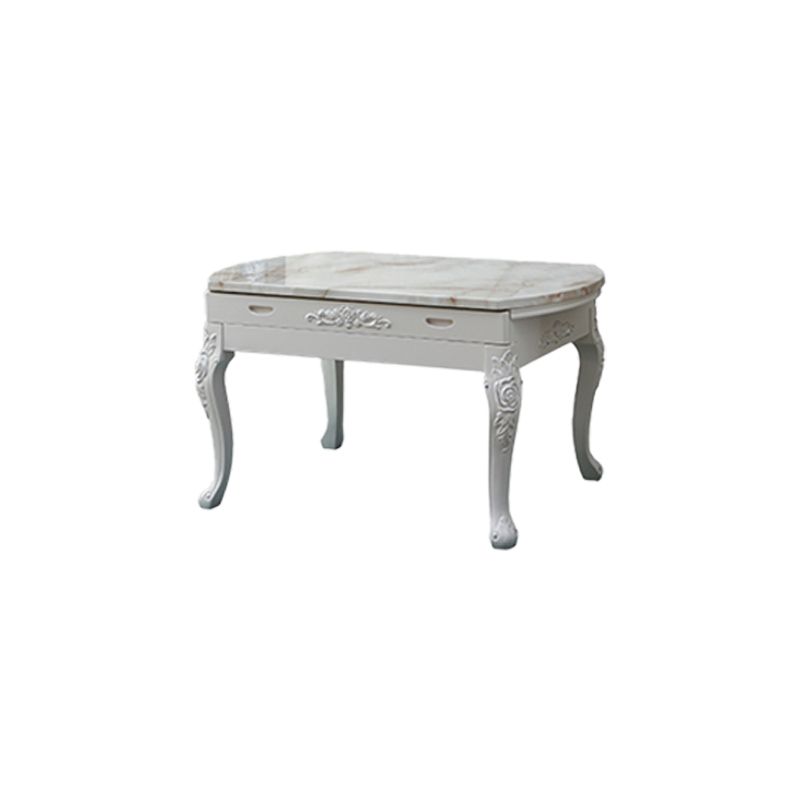 Round Faux Marble 4 Legs Dining Site Table in White with Drop-Leaf Clearhalo 'Dining Tables & Seating' 'Dining Tables' 'dining_table' 'furn' 'furn_dining_table' 'Furniture' 'Kitchen & Dining Furniture' 1200x1200_53a1996c-7ad8-4c6f-95c7-e686890b49b7