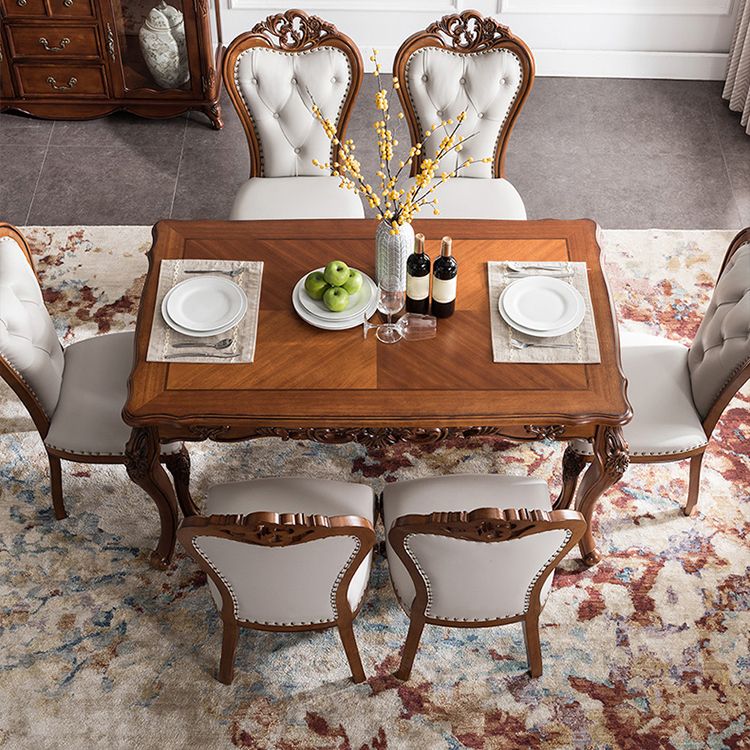 Mesa de comedor rectangular moderno de madera maciza Mesa de goma de madera para comedor para comedor