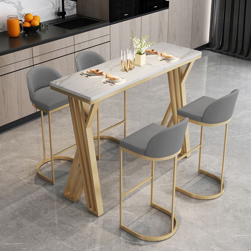 Glam White Stone Bar Dining Table Rectangle Indoor Bistro Table with Double Pedestal Clearhalo 'Bar Furniture' 'Bar Tables' 'bar_tables' 'furn' 'furn_bar_tables' 'Furniture' 'furniture_bar_tables' 'Kitchen & Dining Furniture' 'kitchen&dining_furn' 'kitchen' 1200x1200_53a5f7e4-d9c5-40b7-8ad0-16d1c5ed598c