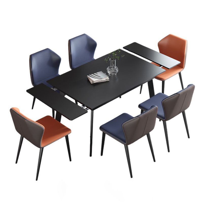 Industrial Rectangle Shape Table Black Sintered Stone Dining Table with 4 Legs Base Clearhalo ' dining_table' 'Dining Tables & Seating' 'Dining Tables' 'furn' 'furn_dining_table' 'Furniture' 'furniture_dining_table' 'Kitchen & Dining Furniture' 'kitchen&dining_furn' 'kitchen' 'kitchen_dining_table' 1200x1200_53a631b3-7819-4745-9e11-d8032116dcec