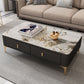 Modern Rectangular Stone Coffee Cocktail Table with Drawers, 47.2" W x 23.6" D x 15.7" H