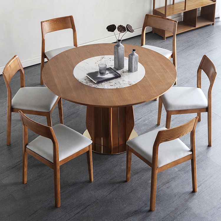 Round Dining Table Set 1/3/4/5/7 Pcs Ash Solid Wood Dining Table and Chairs