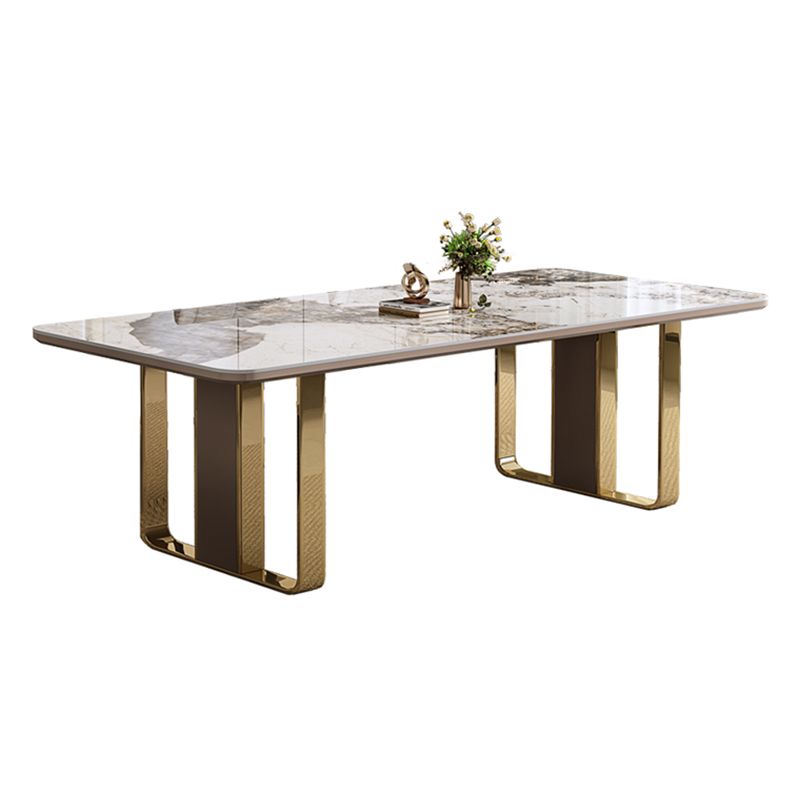 Traditional Luxury Sintered Stone Top Dining Table Rectangle Table With Metal Double Pedestal Clearhalo ' dining_table' 'Dining Tables & Seating' 'Dining Tables' 'furn' 'furn_dining_table' 'Furniture' 'furniture_dining_table' 'Kitchen & Dining Furniture' 'kitchen&dining_furn' 'kitchen' 'kitchen_dining_table' 1200x1200_53a95264-a14a-47a4-9801-799a8a76712c