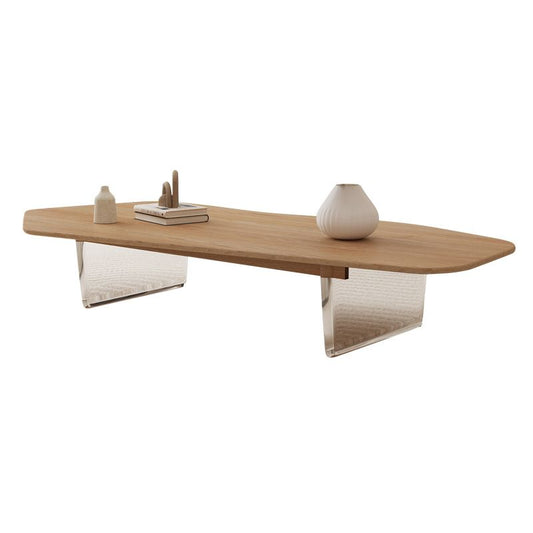 Mesa de café individual de 2 patas Madera de café de forma libre de madera maciza